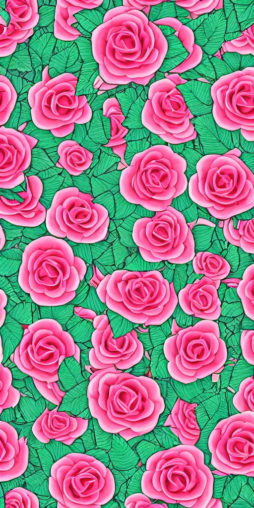 Image similar to seamless pattern of beautiful roses with leaves and throns, colourful, symmetrical, repeating 35mm photography