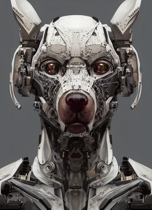 Image similar to high intricate portrait of a cyborg hellhound, maria panfilova, andrea savchenko, mike kime, ludovic plouffe, qi sheng luo, oliver cook, makoto shinkai, trending on artstation