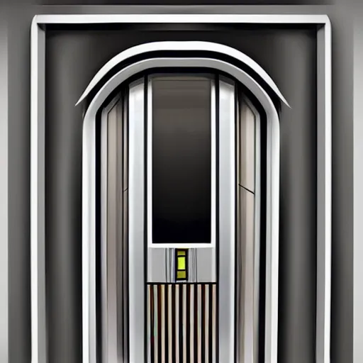 Image similar to hyperrealistic art - deco sci - fi door