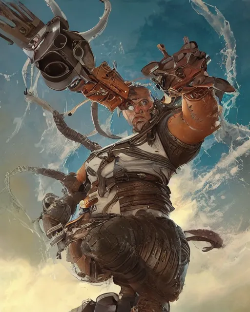 Prompt: Big Kraken as an Apex Legends character digital illustration portrait design by, Mark Brooks and Brad Kunkle detailed, gorgeous lighting, wide angle action dynamic portrait