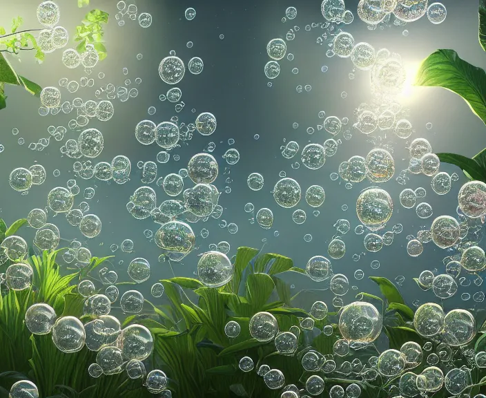 Prompt: elegance, transparent clear see - through image of many bubbles, lush botany, flowers, industrial plant environment, ultra realistic, concept art, photorealistic, octane render, 8 k, unreal engine. art by gustave dore and nori inoguchi and sam kaplan and zachary goulko and christopher marley and artgerm and alphonse mucha