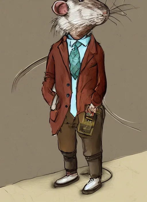 Image similar to portrait of a pet rat dressed as an english professor, standing in a chemistry lab, digital art, artstation