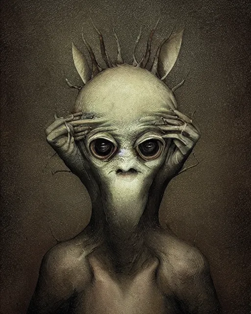 Image similar to a painting of a strange creature by anton semenov