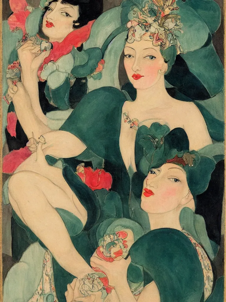 Prompt: a portrait of a woman by gerda wegener,