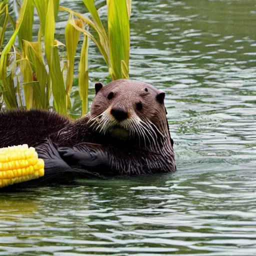 Image similar to a sea otter combined with corn on the cob