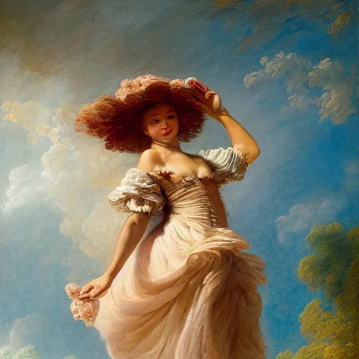 Prompt: Zendaya is the subject of Jean-Honoré Fragonard, The Swing