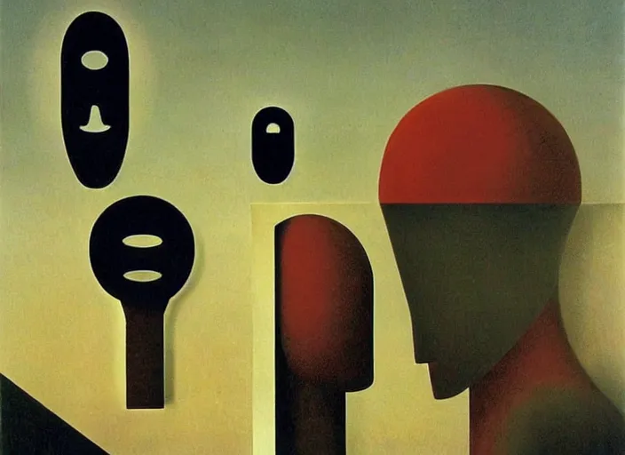 Image similar to endless masks, maddening forbidden knowledge, strange machine by rene magritte and salvadore dali