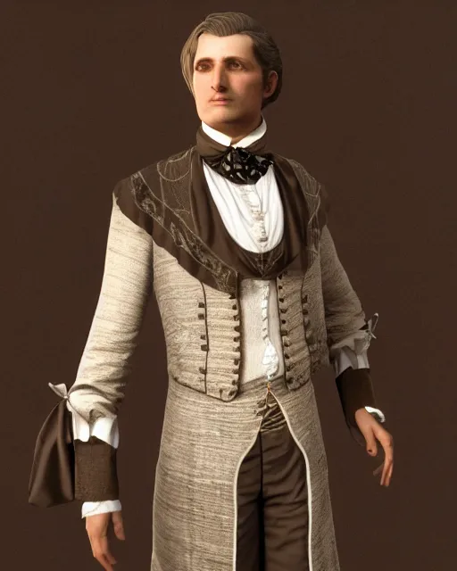 Image similar to A render of a man dressed in victorian era clothing, unreal engine, 4k