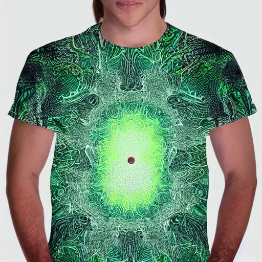 Prompt: a t shirt with a reaction - diffusion design