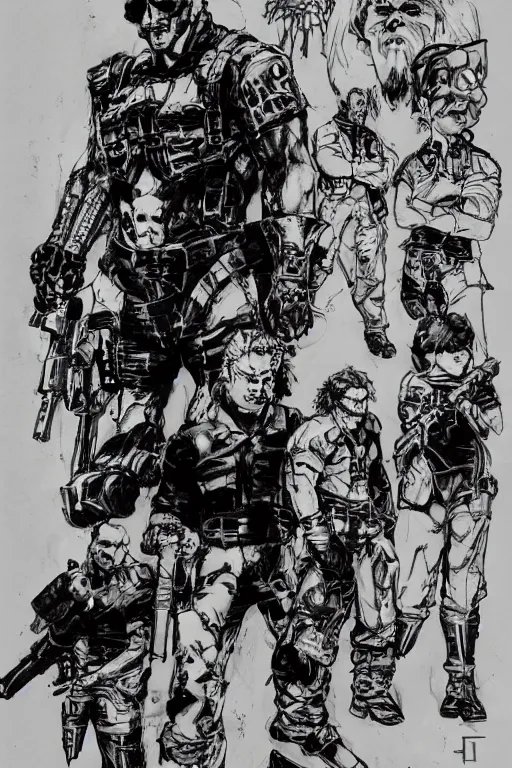 Image similar to punished duke nukem concept art by yoji shinkawa, felt tip pen, character study, ink, illustration, sharp focus