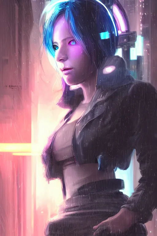 Prompt: portrait futuristic trustworthy cyberpunk young female gunner, in futuristic stormy heavy snowy tokyo rooftop cyberpunk night, ssci-fi, fantasy, intricate, very very beautiful, elegant, neon light, highly detailed, digital painting, concept art, human anatomy, soft light, hdri, smooth, sharp focus, illustration, art by tian zi and craig mullins and WLOP and alphonse mucha