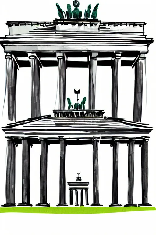 Prompt: minimalist watercolor art of brandenburg gate, illustration, vector art