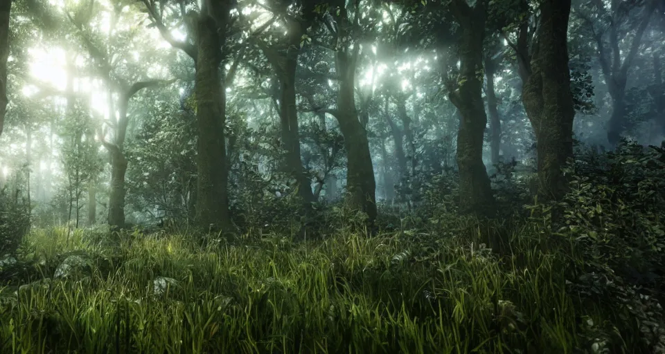 Image similar to Enchanted and magic forest, with CRYENGINE