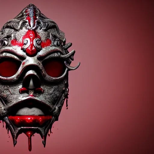 Prompt: bloody ritual mask, octane render, ornate, red, 3d render