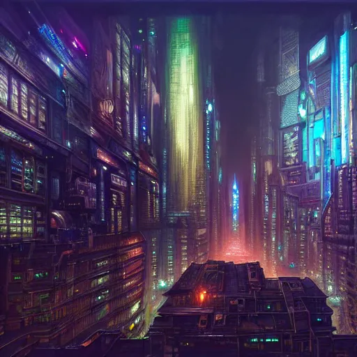 Image similar to wide angle shot of a cyberpunk city by night, intricate, elegant, highly detailed, centered, digital painting, artstation, concept art, smooth, sharp focus, illustration, artgerm, Tomasz Alen Kopera, Peter Mohrbacher, donato giancola, Joseph Christian Leyendecker, WLOP, Boris Vallejo