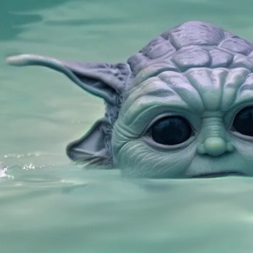 Prompt: yoda swimming under water