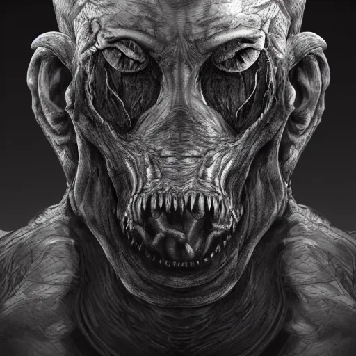 Prompt: Lovecraft Innsmouth character portrait; Eldritch Horror; Hyperdetail Hideous Horrible Terrifying Monster; portrait; dimly lit; Gustave Doré; 8K 3D 8k resolution deviantart DSLR Flickr matte painting trending on Artstation Unreal Engine VRay Gothic Horror; Hyperdetail Alien Creature; psychedelic Hyperdetail; sci-fi horror; Lovecraftian