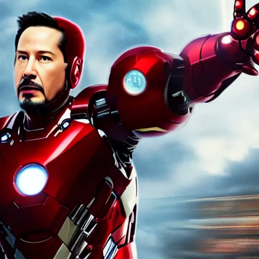 Prompt: Keanu reeves as Iron Man 4K detail