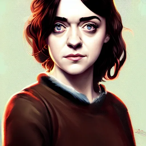 Image similar to a portrait of a combination of Maisie Williams, Anne Hathaway, Christina Ricci, Lucy Hale, Krysten Ritter and Natalia Dwyer, long hair, brown eyes, art by lois van baarle and loish and ross tran and rossdraws and sam yang and samdoesarts and artgerm, digital art, highly detailed, intricate, sharp focus, Trending on Artstation HQ, deviantart, unreal engine 5, 4K UHD image