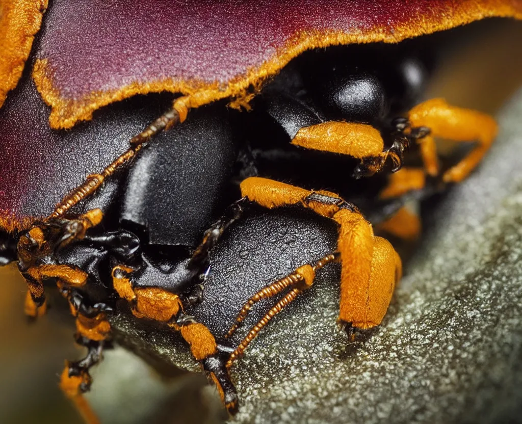 Image similar to a closeup of a beautiful colorful beetle coleoptera by gustave boulanger, frank frazetta, zhang kechun. icelandic landscape. sharp focus, high quality, award - winning national geographic by clemens ascher, paul barson, elsa bleda.