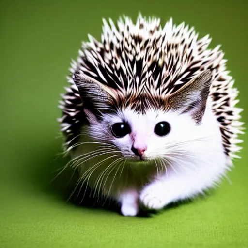 Image similar to a feline hedgehog - cat - hybrid, animal photography