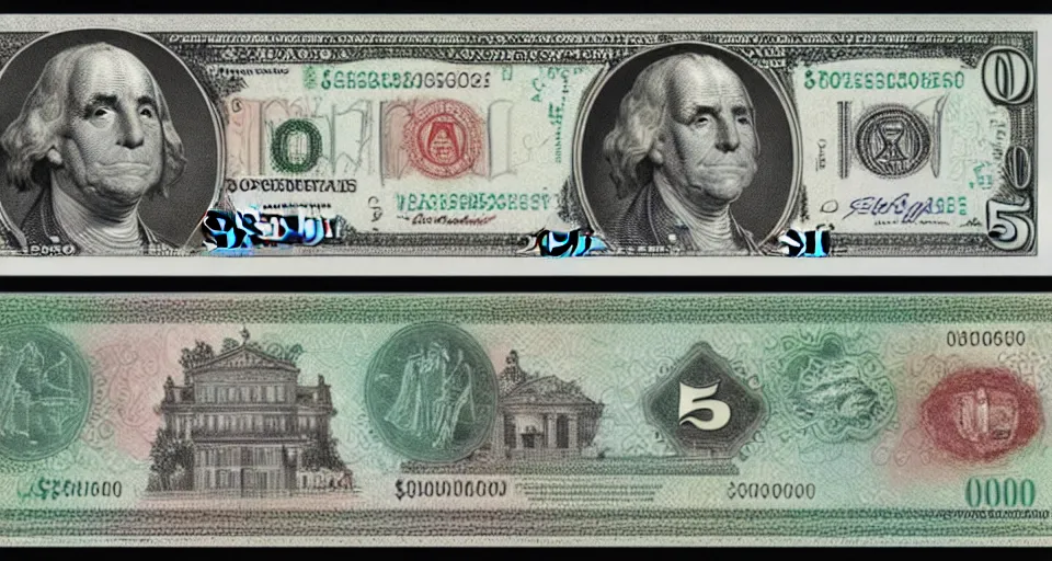 Prompt: concept design of american $ 5 0 note for the year 2 0 3 3