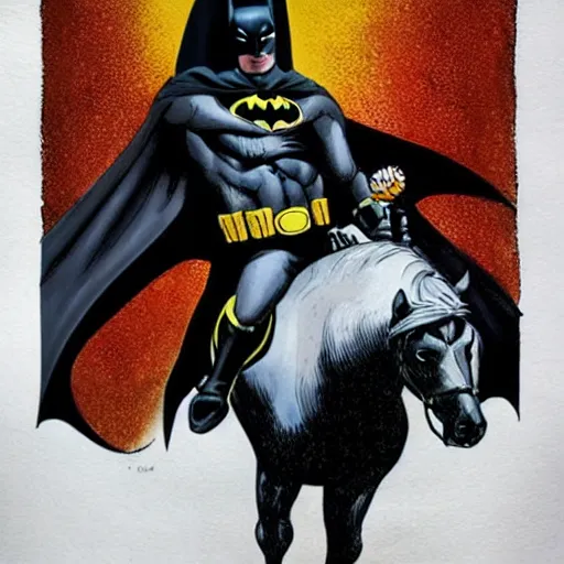 Prompt: batman riding a horse