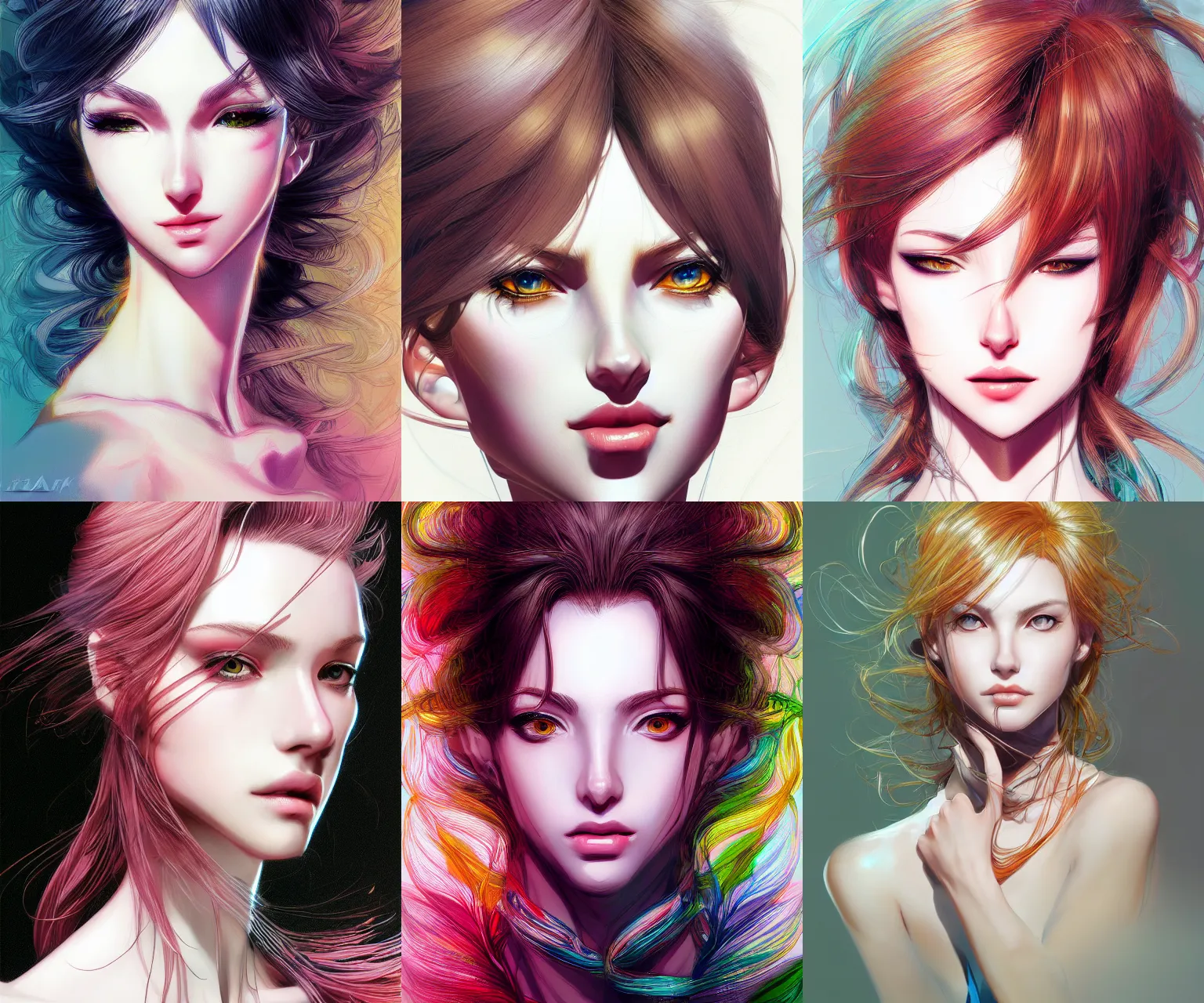 Image similar to portrait of a woman, fashion, beautiful, elegant colorful, artstation trending, deviantart, highly detailed, focus, smooth, by hirohiko araki, yoshitaka amano