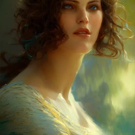 Image similar to detailed cinematic wide shot of beautiful attractive woman slim face symettrical face clean skin blue eyes white hair, ultra realistic, spring light, painting by gaston bussiere, craig mullins, j. c. leyendecker