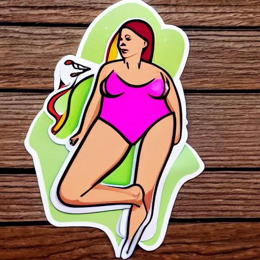 Image similar to a sticker illustration of a woman in a bikini