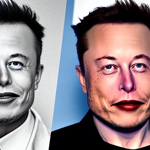 Image similar to elon musk as heath ledger's joker, highly detailed face