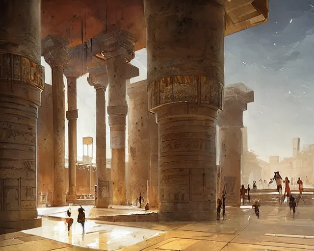 Prompt: a mall in the style of ancient egypt, art by greg rutkowski and artgerma, stunning concept art, interior design architecture