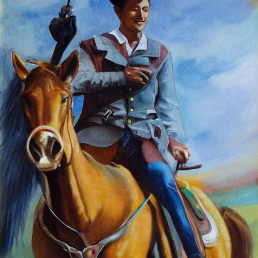 Prompt: lee duncan riding a horse,