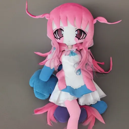 Image similar to cute fumo plush of a girl who came from a world of dreams and magic