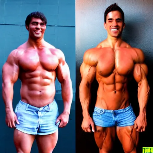 Prompt: before and after bodybuilding photos, highly detailed