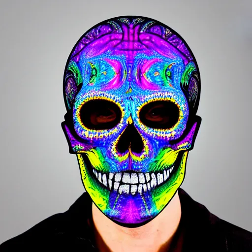 Prompt: psychedelic skull mask