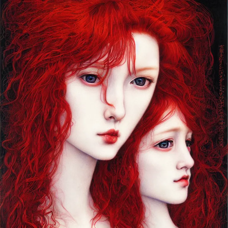 Image similar to portrait of a young red haired woman painted by ayami kojima