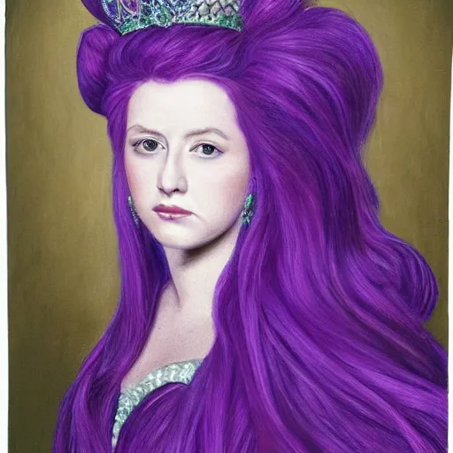 Prompt: A hyperdetailed portrait of a princess with long purple hair