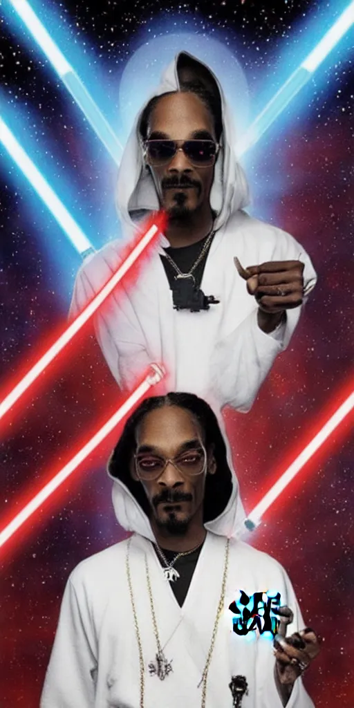 Image similar to snoop dogg in star wars,red eye,red laser