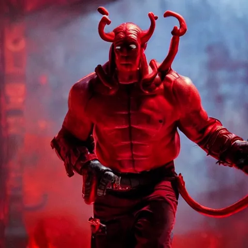 Image similar to twizzlers!!!! hellboy, movie still, high detail