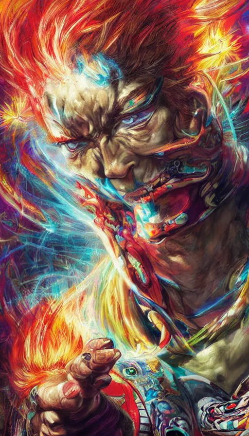 Prompt: psytrance artwork, by sam spratt, kazuya from tekken