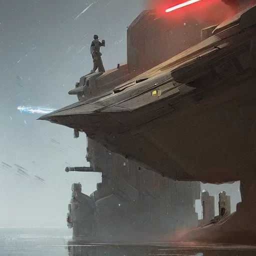 Prompt: star wars concept art by greg rutkowski, a post - modern city near to a big lake, sharp foccus, cinematic ilumination, nostalgic atmosphere.