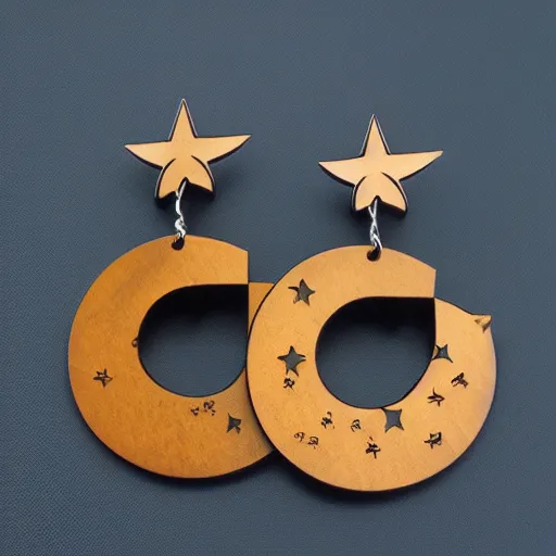 Image similar to segmented 2d laser cut earrings, star trek