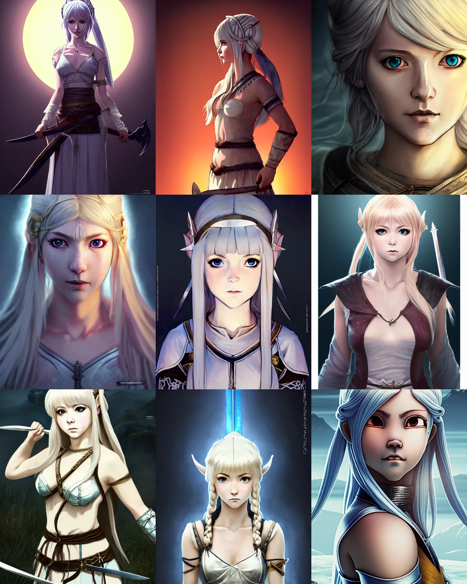 Prompt: Ssunbiki as a beautiful Jordis the Sword-Maiden from Skyrim || smiling, blonde, cute-fine-face, pretty face, realistic shaded Perfect face, fine details. Anime. realistic shaded lighting poster by Ilya Kuvshinov katsuhiro otomo ghost-in-the-shell, Sakimichan, magali villeneuve, artgerm, Jeremy Lipkin and Michael Garmash and Rob Rey