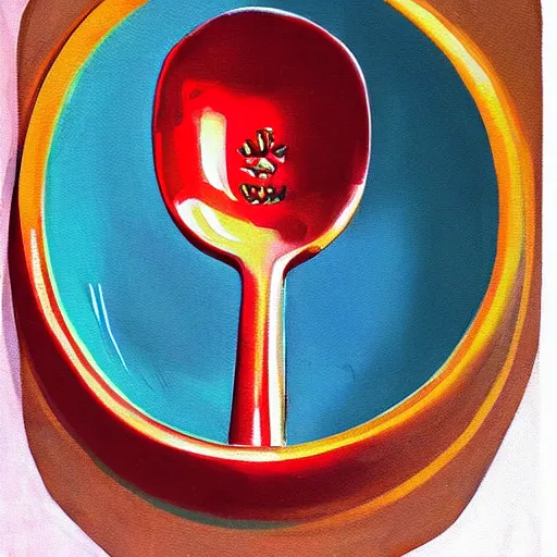 Prompt: retro 7 0 ’ s art painting of the king of spoons