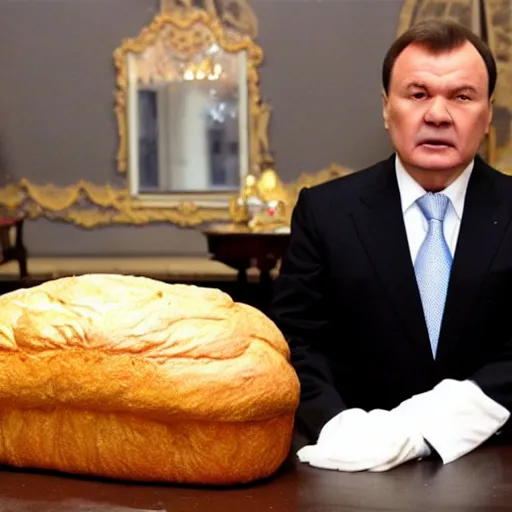 Image similar to Yanukovych and the golden loaf of bread
