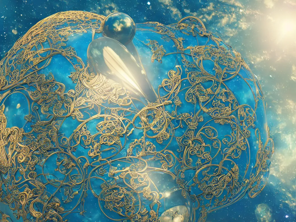 Image similar to 3 d render, sunlight study, the universe is a spheroid region 7 0 5 meters in diameter, art nouveau, by hans zatzka and ( ( ( ( ( lisa frank ) ) ) ) ), 8 k, sharp focus, octane render