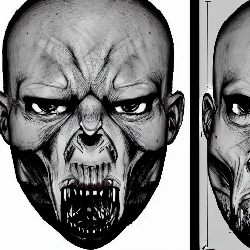 Image similar to psychopath face, full detailed, criminal, angry face