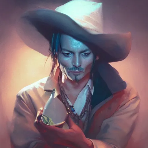 Prompt: tiny johnny depp in a bowl of chip dip, ultra high detailed, oil painting, greg rutkowski, charlie bowater, yuumei, yanjun cheng, unreal 5, daz, hyperrealistic, octane render, rpg portrait, dynamic lighting