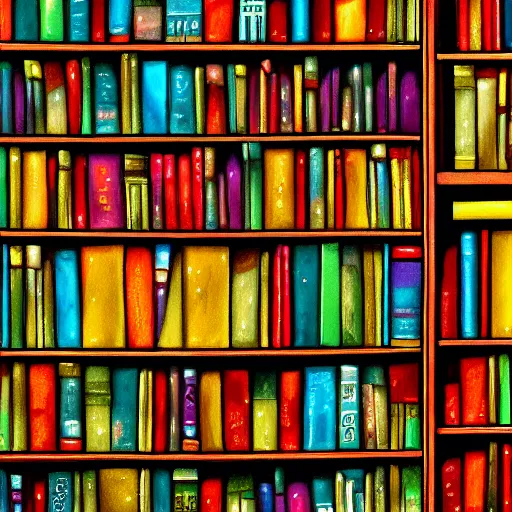 Image similar to close up of a wizard\'s bookshelf, colorful, rule of thirds, award winning, extreme detail, photorealistic digital art, trending on artstation, -W 1088